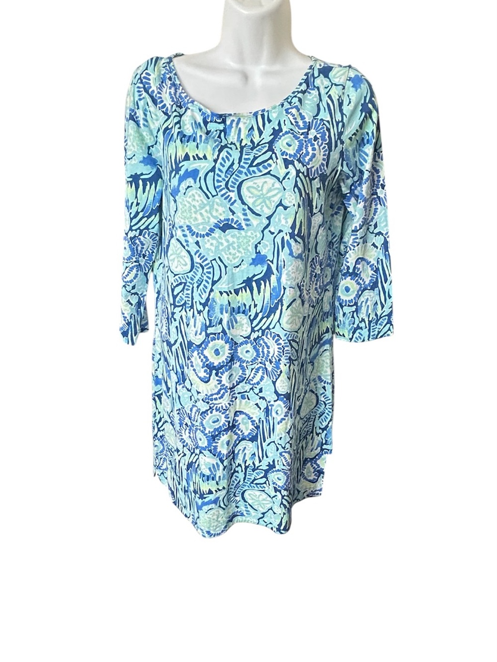 Lilly Pulitzer Blue & Aqua Floral Tunic dress Sz M